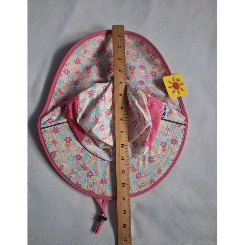 OMDEX Sun Hat‎ Neck Flap Girls Floral Print and UPF 50+ rating Medium